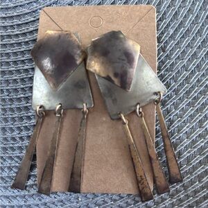 Geometric Bronze Dangle Earrings